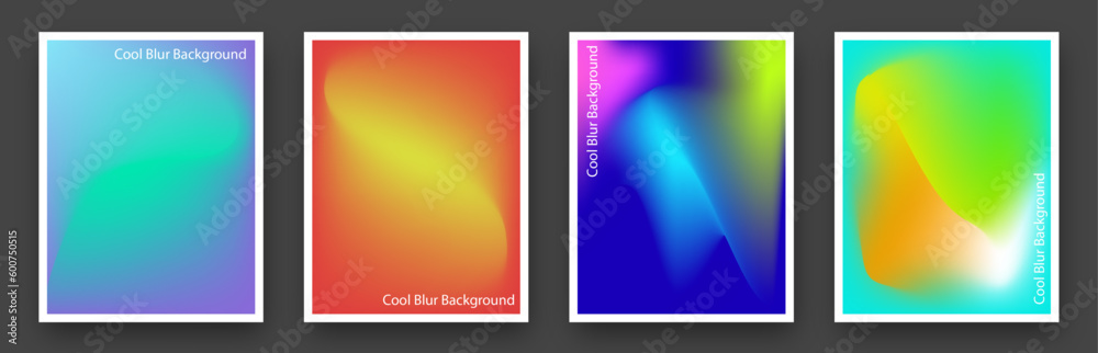 Cool Blurred backgrounds set with modern abstract blurred color gradient patterns. Templates collection for brochures, posters, banners and cards. Vector illustration.