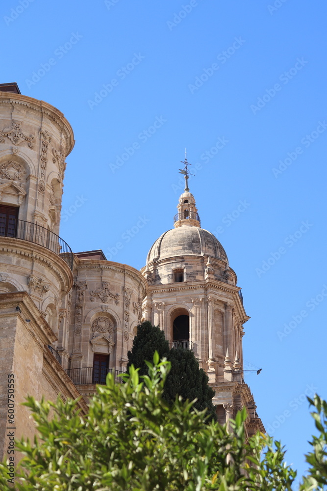 Detail Shot of Malaga Cathedral's Building Features
