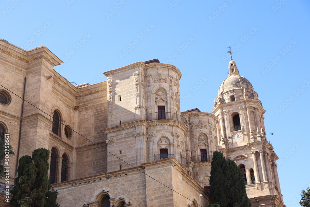Detail Shot of Malaga Cathedral's Building Features
