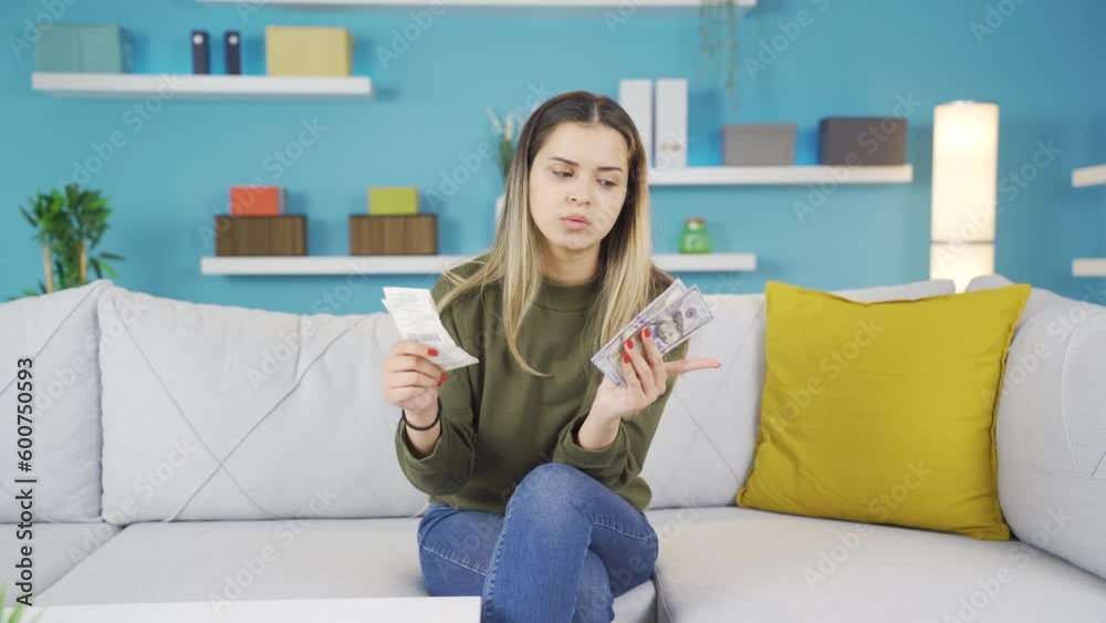 Young woman complaining about high bills. Young woman complaining about high bills.
