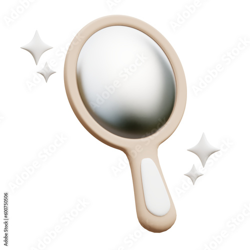 3d hand mirror, beauty cosmetic icon illustration