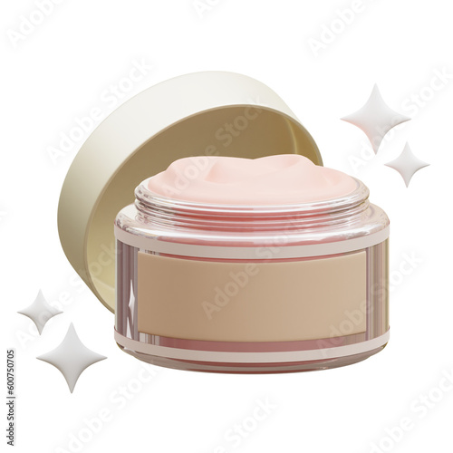 3d face cream, beauty cosmetic icon illustration