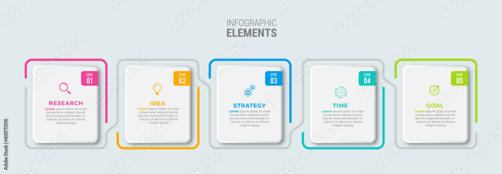 Business infographic template design icons 5 options or steps