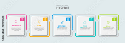 Business infographic template design icons 5 options or steps