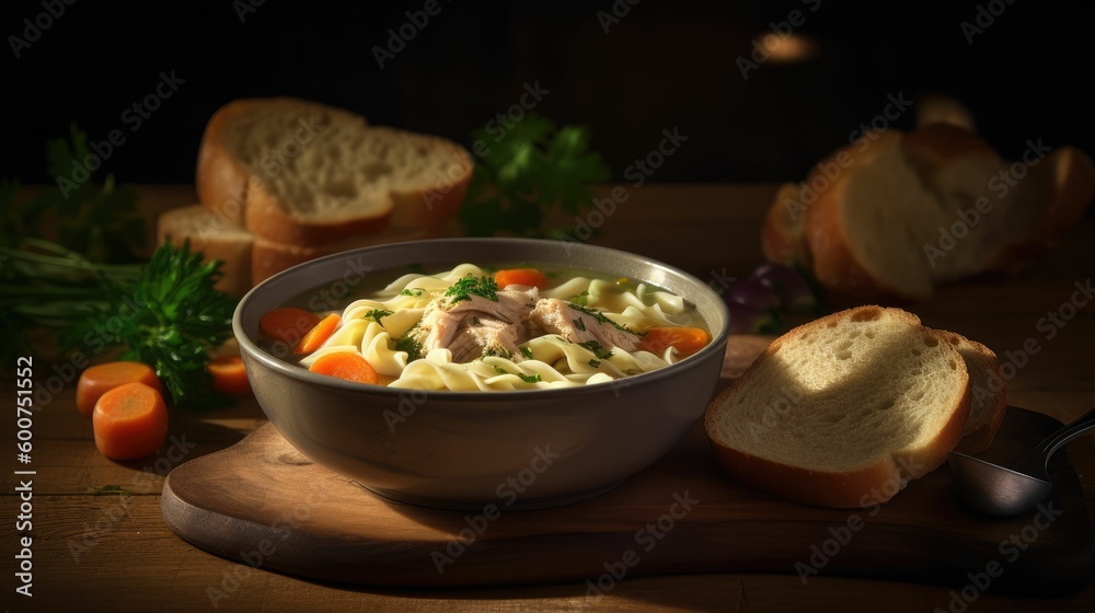 stew with vegetables and bread. Generative AI stew with vegetables and bread. Generative AI