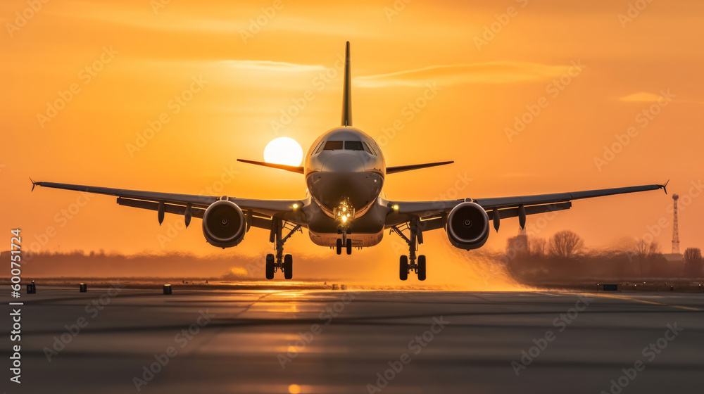 Airplane in sky background. Illustration AI Generative. Airplane in sky background. Illustration AI Generative.