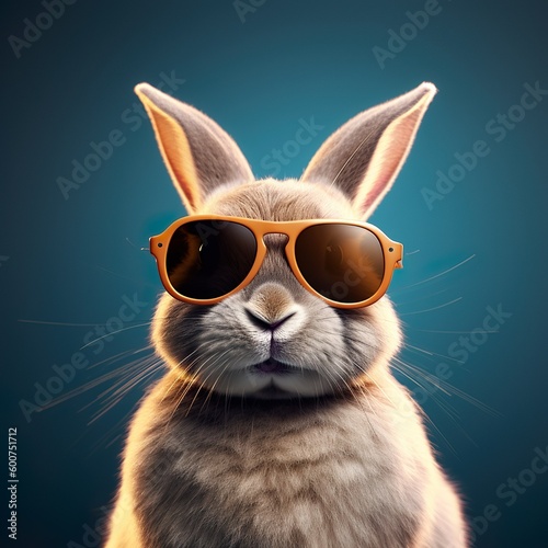 Cool rabbit with sunglasses and studio background