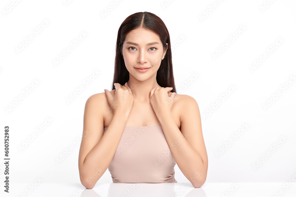 Beautiful young asian woman with clean fresh skin on white background, Face care, Facial treatment, Cosmetology, beauty and spa, Asian women portrait. Beautiful young asian woman with clean fresh skin on white background, Face care, Facial treatment, Cosmetology, beauty and spa, Asian women portrait.