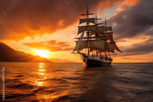 sailboat at sunset made with generative ai © Chris