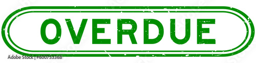 Grunge green overdue word rubber seal stamp on white background