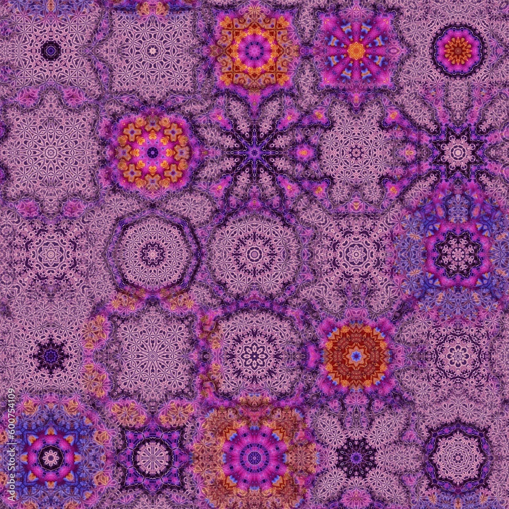 Artistic elements of batik pattern leaves and flowers bloom colorful modern digital decoration kaleidoscope theme, seamless pattern, geometry, spiral etc, Great for business, fashion pattern, etc