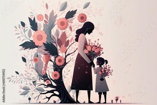 flat mothers day background with flowers generated ai