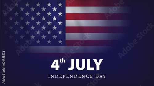 Happy Independence Day USA blue background with united states flag. 4th of july banner, greeting card. Vector illustration