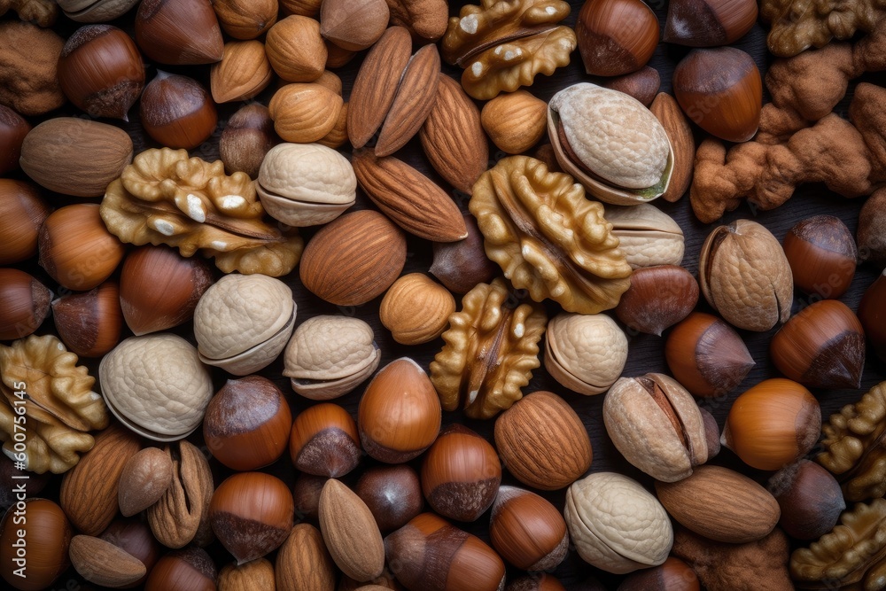 Background from natural different nuts. Generative AI Background from natural different nuts. Generative AI