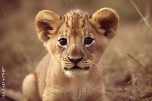Little lion cub illustration  wildlife. Generative AI