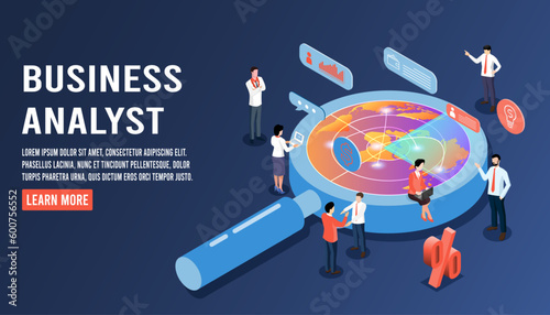 Business analysis technology concept. isometric vector illustration. Process working with big database