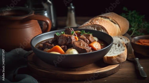 lamb stew with vegetables. Generative AI