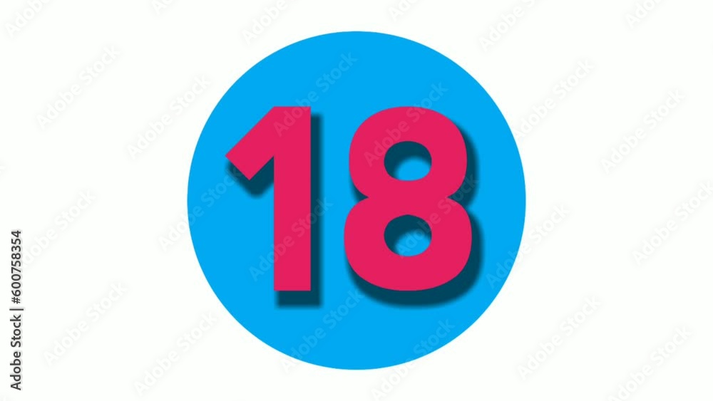 Number eighteen 18 cartoon animation on white background,4k cartoon video number motion graphics for video elements Number eighteen 18 cartoon animation on white background,4k cartoon video number motion graphics for video elements