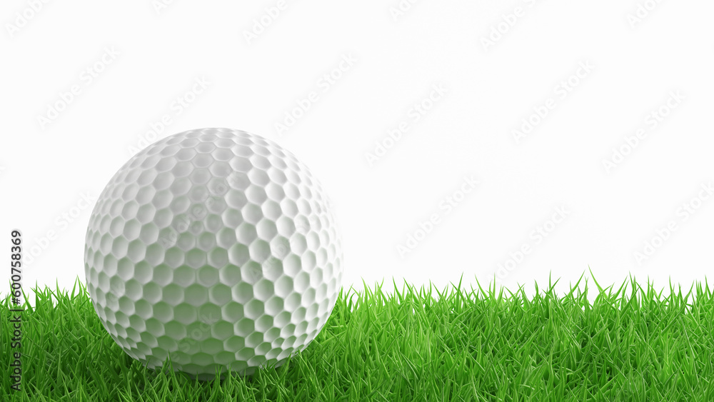 Fototapeta premium Golf ball on green grass. 3d-rendering