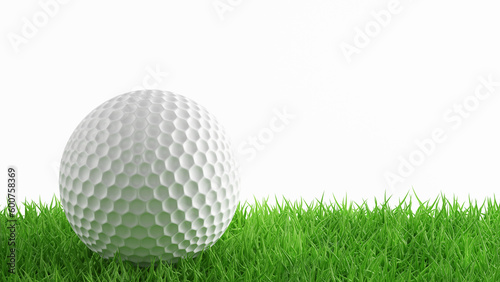 Golf ball on green grass. 3d-rendering