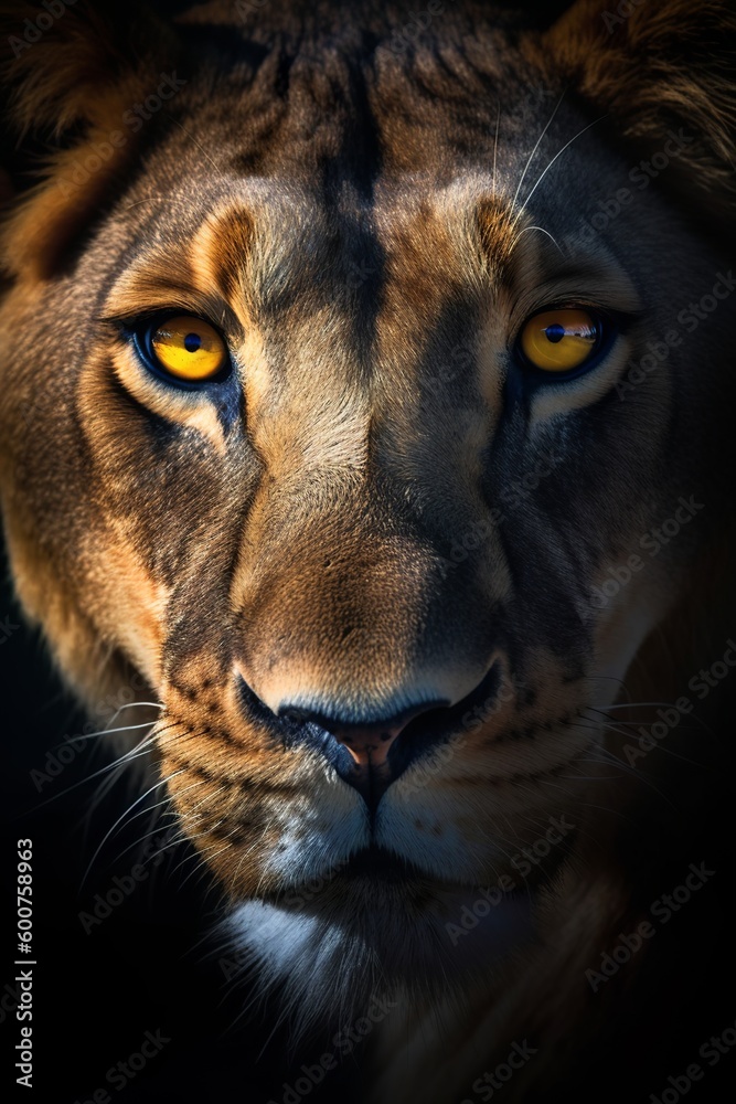 Close up portrait of a lion, Generative AI