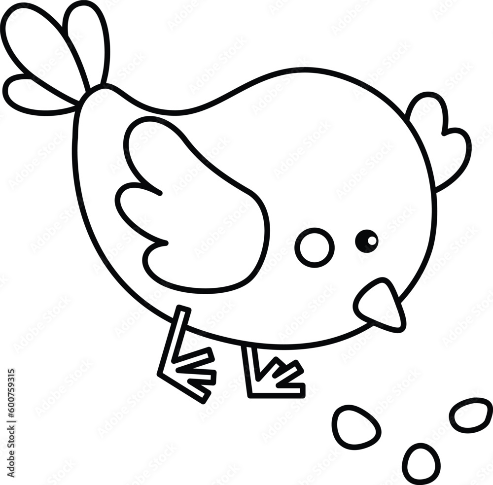 a vector of a cute chick in black and white coloring a vector of a cute chick in black and white coloring