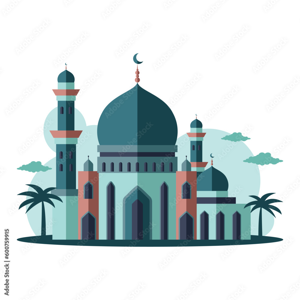 Mosque Building Illustration Flat Style Design
