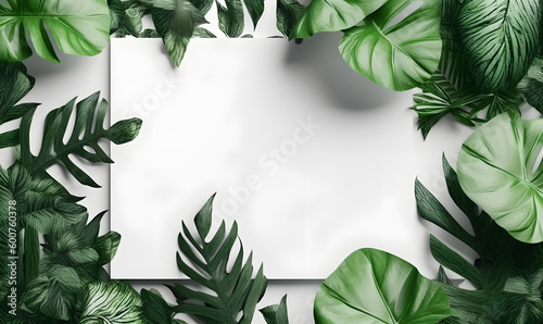 blank white paper with leaf frame
