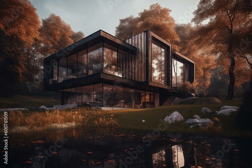 House designed to minimize energy consumption. Generative AI
