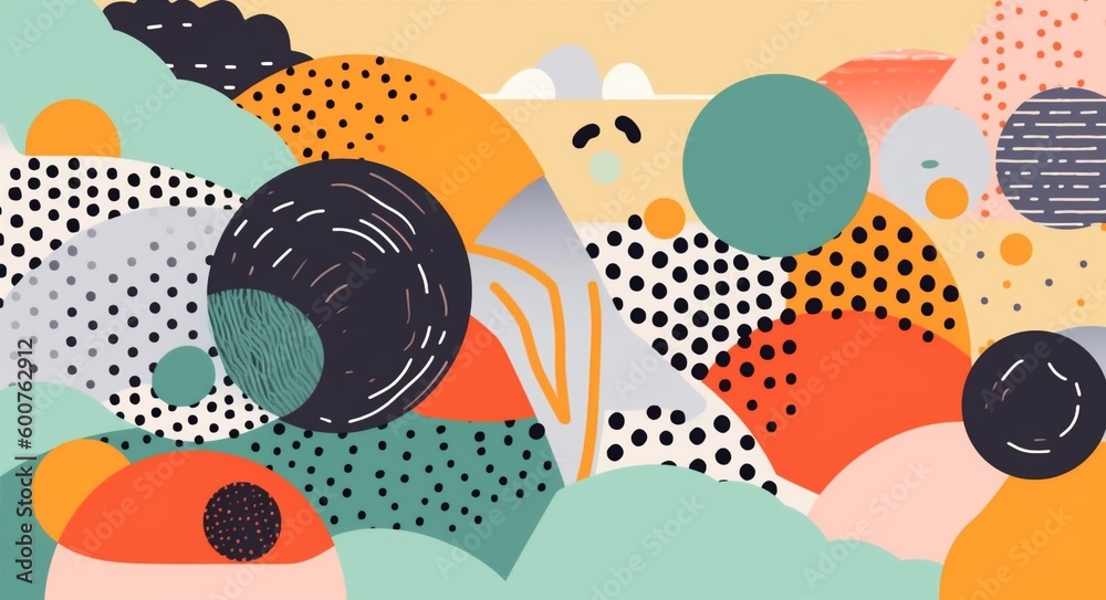 Fototapeta premium illustration modern template round colourful art background element design circle abstract. Generative AI.