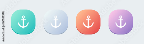 Anchor solid icon in flat design style. Nautical signs vector illustration.