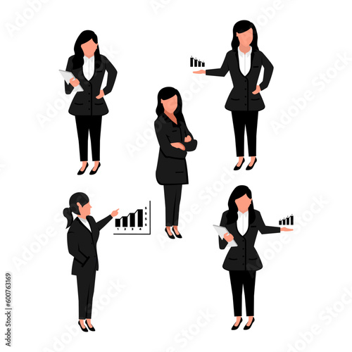 business presentation woman illustration poses