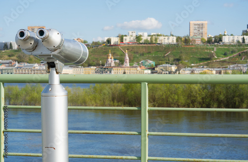 Tsvelichitelnaya pipe on the embankment for viewing the other bank and the river