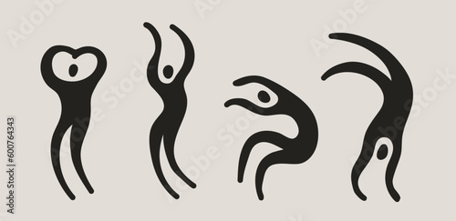 Set of dancing abstract silhouettes of people. Hand-drawn elements for decor. Vector illustration.