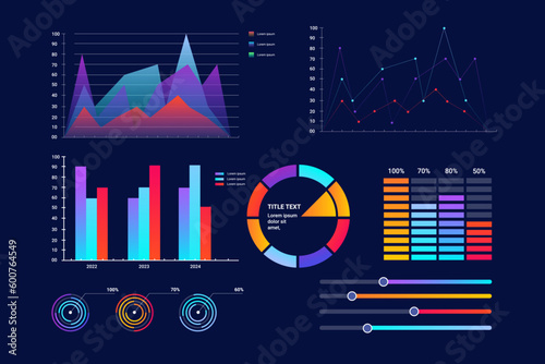 Screen with HUD interface elements set in control infographic digital illustration