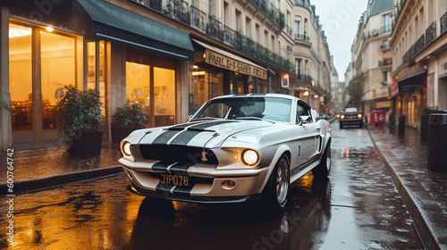 Fotografiet Ford Mustang on the streets of Paris