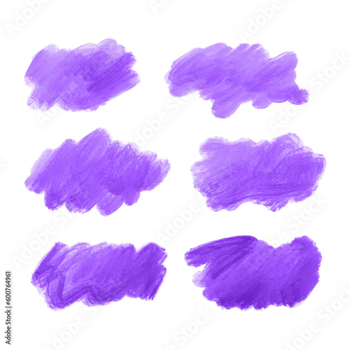 Watercolor violet brush stroke set background