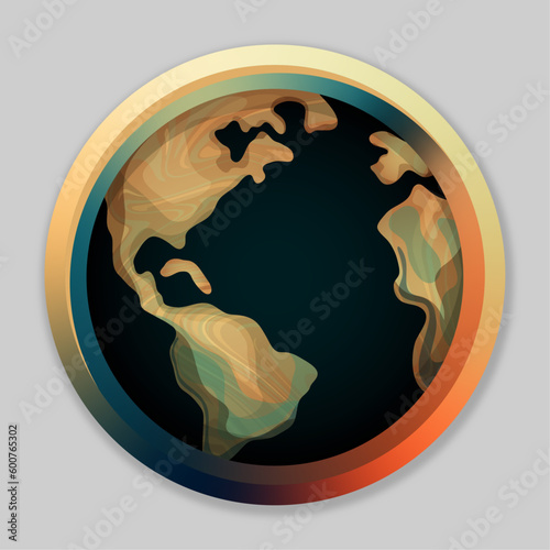 Illustration with abstract pattern on the planet, continents, Earth, vector 