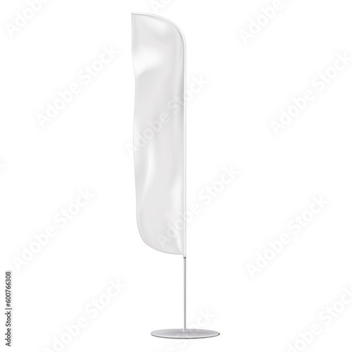 White blank feather wind flag vector mockup. Advertising banner stand mock-up. Vertical event windflag template for design