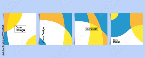 Cover design or poster template square in modern minimal style for corporate identity, branding, social media advertising, promo. Minimalist poster design with dynamic geomatric colorful overlay.
