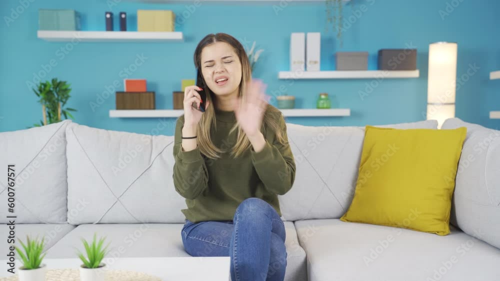 Teenage girl making a quarrelsome and stressful phone call. Teenage girl making a quarrelsome and stressful phone call.