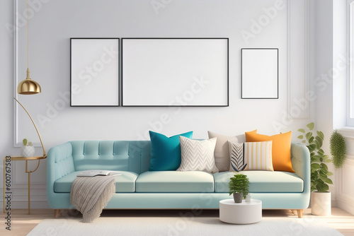 Modern living room with sofa. Generative Ai