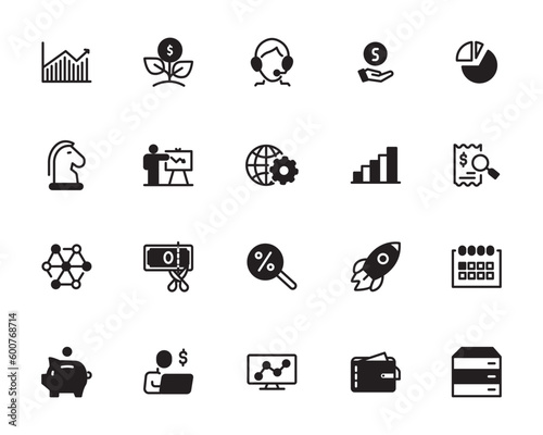 Creative business solutions related icon set. Innovation team management.