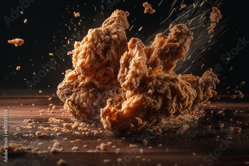 Fried chicken in motion. Generative AI