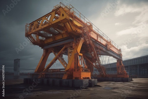 3D rendering of a boat lift crane. Generative AI photo