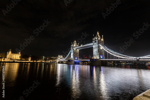 Tower Bridge at night in a long exposure  London