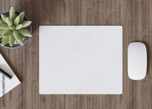 Εκτύπωση καμβά Blank and white computer mouse pad on the desk at home