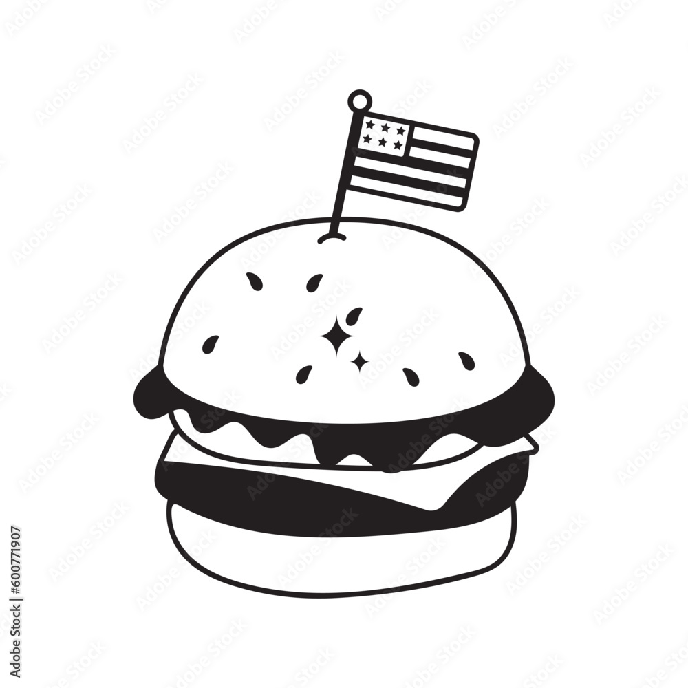 Burger doodle vector outline icon. EPS 10 file Burger doodle vector outline icon. EPS 10 file