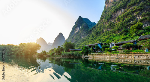 Green mountain and water natural landscape in Guilin, Guangxi, China.