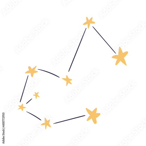 Constellation hand drawn cartoon illustration. Flat style design, isolated vector. Kids print element, astronomy, astrology, celestial body, space travel, cosmos, science fiction, galaxy, universe